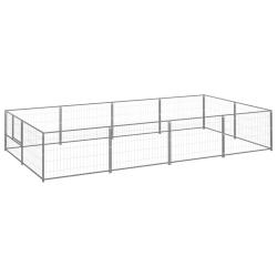 Chenil ext&eacute;rieur cage enclos parc animaux chien argent&eacute; 8 m&sup2; acier 02_0000302