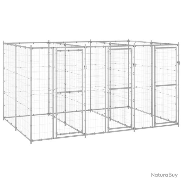 Chenil ext�rieur cage enclos parc animaux chien ext�rieur acier galvanis� 7,26 m� 02_0000427