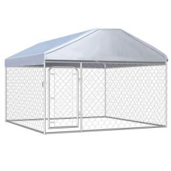 Chenil ext&eacute;rieur cage enclos parc animaux chien ext&eacute;rieur avec toit pour chiens 200 x 200 x 135 cm