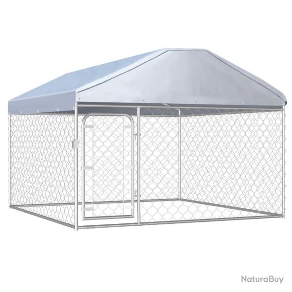 Chenil ext�rieur cage enclos parc animaux chien ext�rieur avec toit pour chiens 200 x 200 x 135 cm
