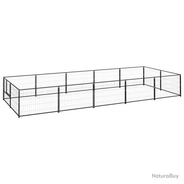 Chenil ext�rieur cage enclos parc animaux chien noir 10 m� acier 02_0000485
