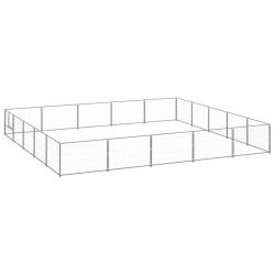 Chenil ext&eacute;rieur cage enclos parc animaux chien argent&eacute; 25 m&sup2; acier 02_0000258