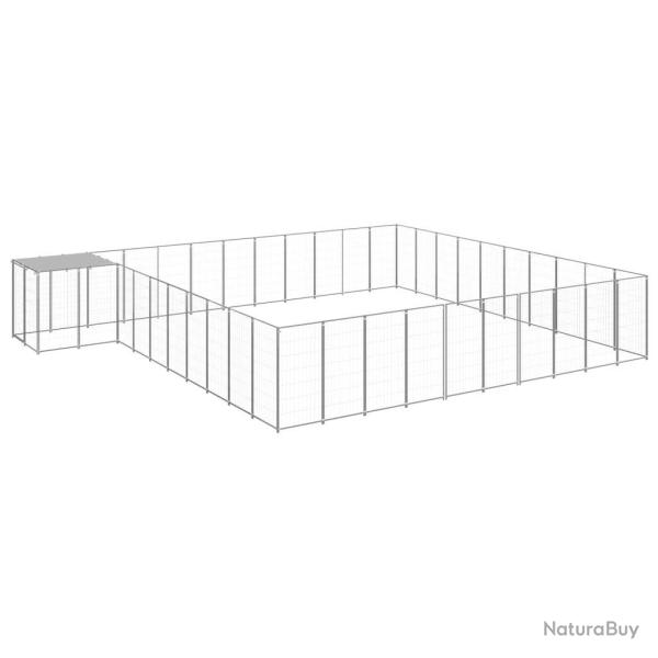 Chenil ext�rieur cage enclos parc animaux chien argent� 31,46 m� acier 02_0000268