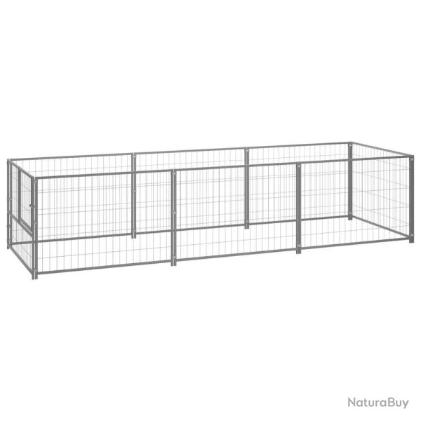 Chenil ext�rieur cage enclos parc animaux chien argent� 3 m� acier 02_0000264