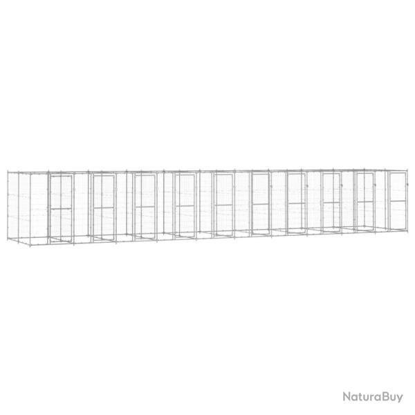 Chenil ext�rieur cage enclos parc animaux chien ext�rieur acier galvanis� 24,2 m� 02_0000415