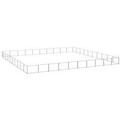 Chenil ext&eacute;rieur cage enclos parc animaux chien argent&eacute; 100 m&sup2; acier 02_0000232