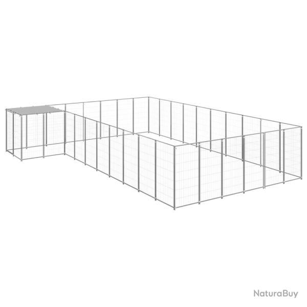 Chenil ext�rieur cage enclos parc animaux chien argent� 19,36 m� acier 02_0000248