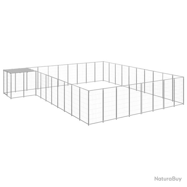 Chenil ext�rieur cage enclos parc animaux chien argent� 25,41 m� acier 02_0000260