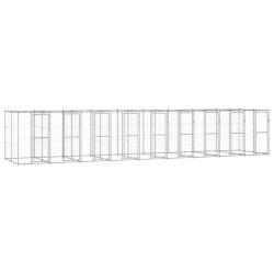 Chenil ext&eacute;rieur cage enclos parc animaux chien ext&eacute;rieur acier galvanis&eacute; 21,78 m&sup2; 02_0000412
