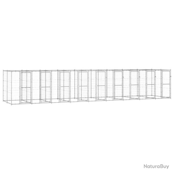 Chenil ext�rieur cage enclos parc animaux chien ext�rieur acier galvanis� 21,78 m� 02_0000412