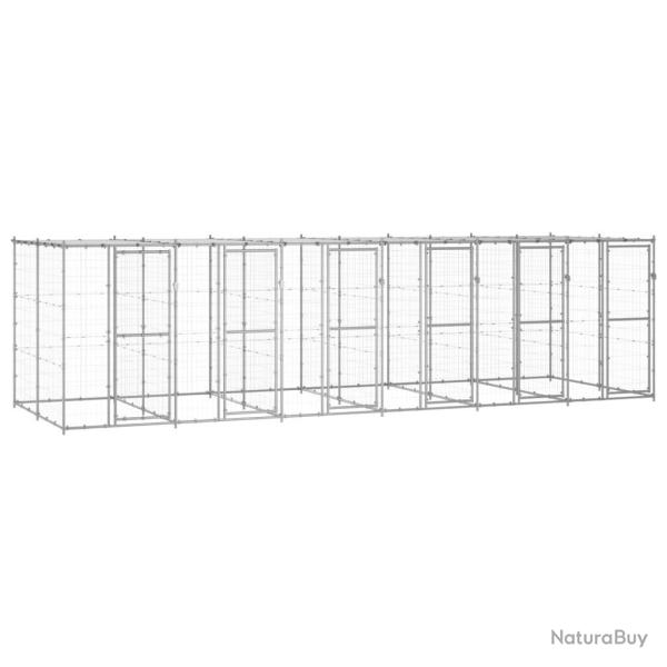 Chenil ext�rieur cage enclos parc animaux chien ext�rieur acier galvanis� avec toit 14,52 m� 02_000