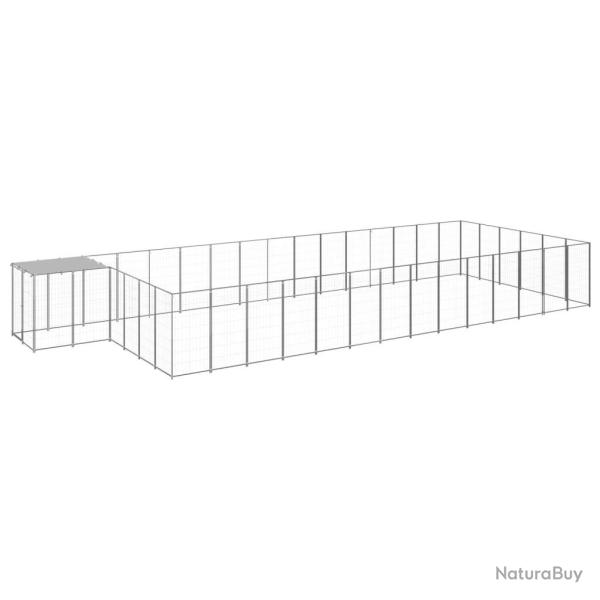Chenil ext�rieur cage enclos parc animaux chien argent� 26,62 m� acier 02_0000261