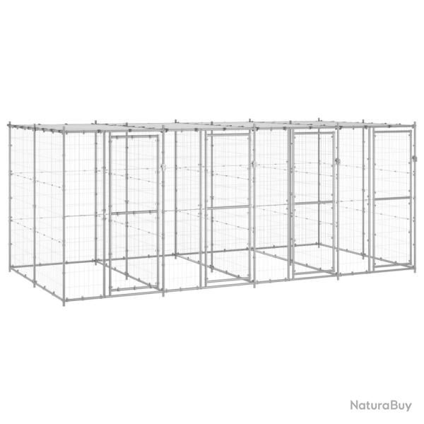 Chenil ext�rieur cage enclos parc animaux chien ext�rieur acier galvanis� avec toit 9,68 m� 02_0000