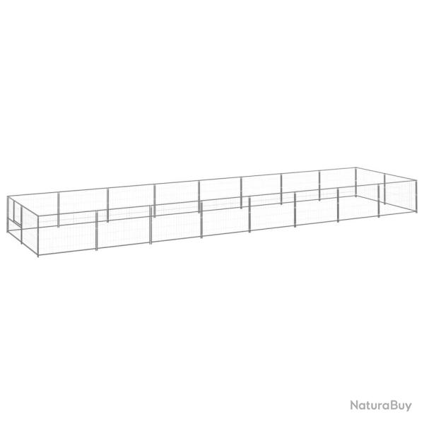 Chenil ext�rieur cage enclos parc animaux chien argent� 16 m� acier 02_0000243