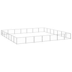 Chenil ext&eacute;rieur cage enclos parc animaux chien argent&eacute; 49 m&sup2; acier 02_0000284