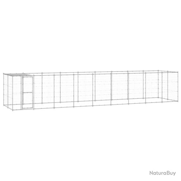 Chenil ext�rieur cage enclos parc animaux chien ext�rieur acier galvanis� avec toit 21,78 m� 02_000