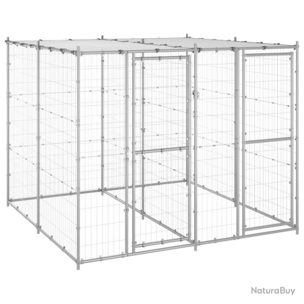 Chenil ext�rieur cage enclos parc animaux chien ext�rieur acier galvanis� avec toit 4,84 m� 02_0000