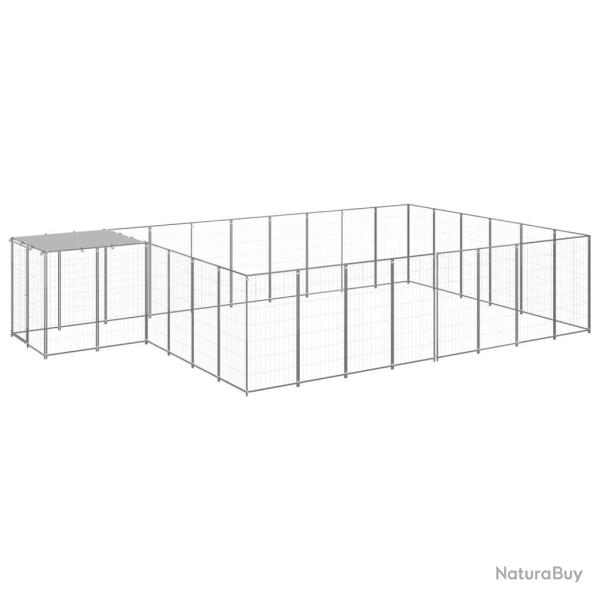 Chenil ext�rieur cage enclos parc animaux chien argent� 15,73 m� acier 02_0000241