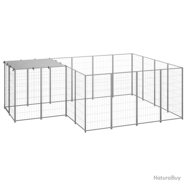 Chenil ext�rieur cage enclos parc animaux chien argent� 6,05 m� acier 02_0000292