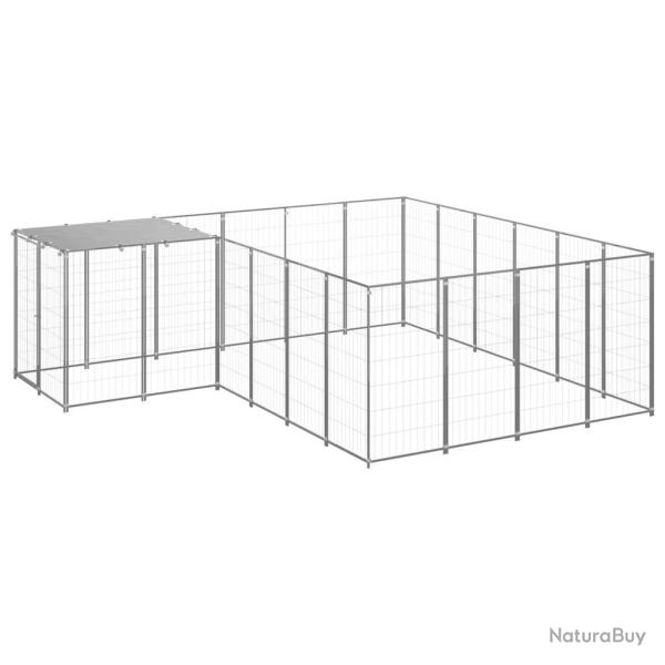 Chenil ext�rieur cage enclos parc animaux chien argent� 8,47 m� acier 02_0000304