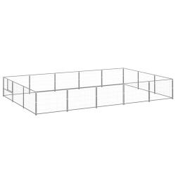 Chenil ext&eacute;rieur cage enclos parc animaux chien argent&eacute; 15 m&sup2; acier 02_0000240