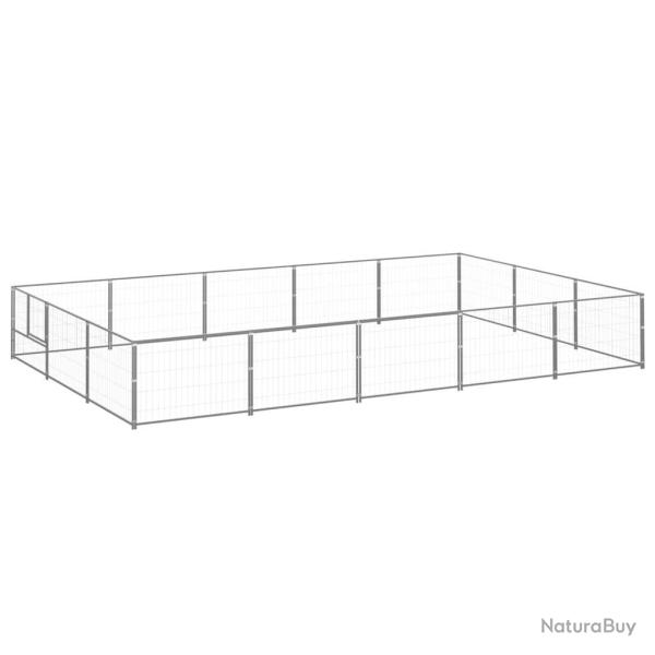 Chenil ext�rieur cage enclos parc animaux chien argent� 15 m� acier 02_0000240