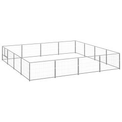 Chenil ext&eacute;rieur cage enclos parc animaux chien argent&eacute; 16 m&sup2; acier 02_0000244