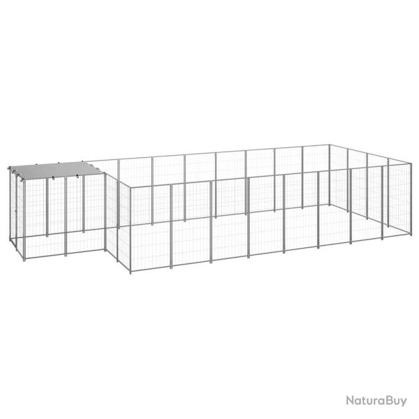 Chenil ext�rieur cage enclos parc animaux chien argent� 10,89 m� acier 02_0000230