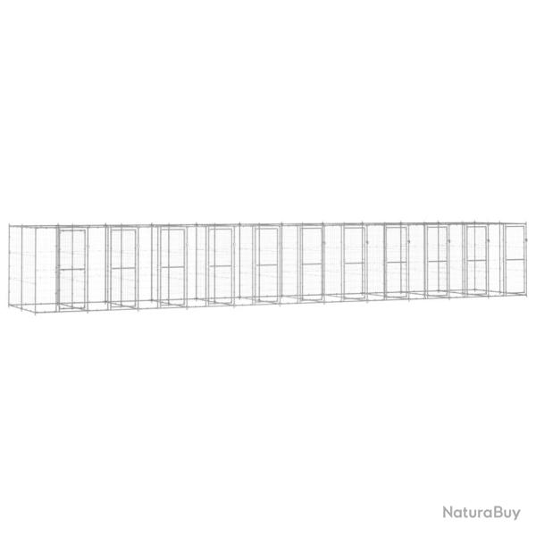 Chenil ext�rieur cage enclos parc animaux chien ext�rieur acier galvanis� 26,62 m� 02_0000417