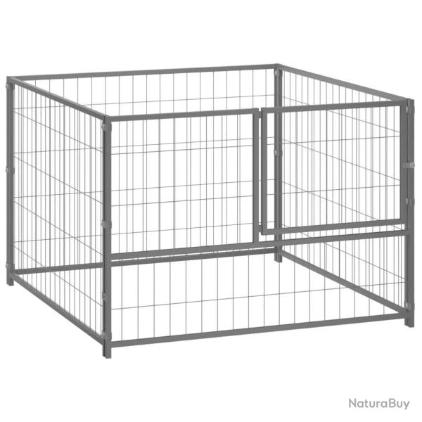 Chenil ext�rieur cage enclos parc animaux chien argent� 100 x 100 x 70 cm acier 02_0000233