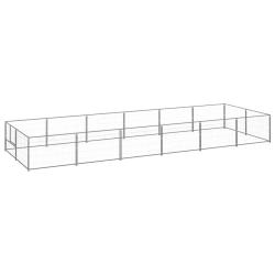 Chenil ext&eacute;rieur cage enclos parc animaux chien argent&eacute; 12 m&sup2; acier 02_0000235