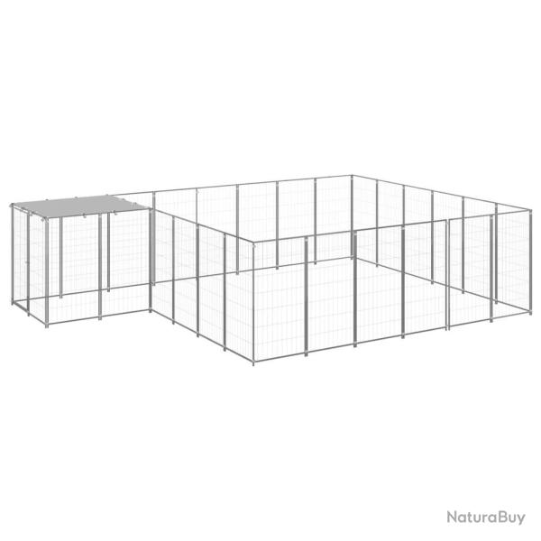 Chenil ext�rieur cage enclos parc animaux chien argent� 12,1 m� acier 02_0000237
