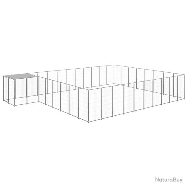 Chenil ext�rieur cage enclos parc animaux chien argent� 25,41 m� acier 02_0000259