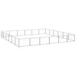 Chenil ext&eacute;rieur cage enclos parc animaux chien argent&eacute; 36 m&sup2; acier 02_0000273