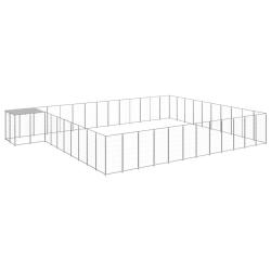 Chenil ext&eacute;rieur cage enclos parc animaux chien argent&eacute; 37,51 m&sup2; acier 02_0000274