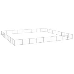 Chenil ext&eacute;rieur cage enclos parc animaux chien argent&eacute; 81 m&sup2; acier 02_0000306