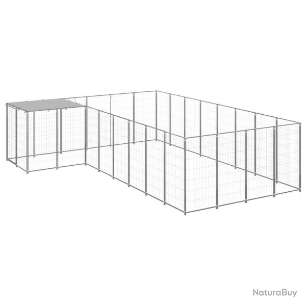 Chenil ext�rieur cage enclos parc animaux chien argent� 10,89 m� acier 02_0000231