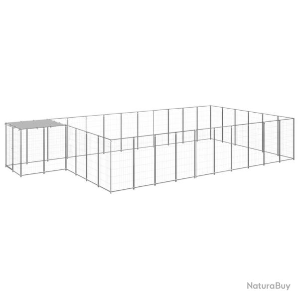 Chenil ext�rieur cage enclos parc animaux chien argent� 19,36 m� acier 02_0000247