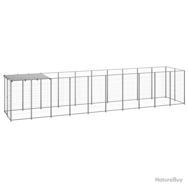 Chenil ext�rieur cage enclos parc animaux chien argent� 6,05 m� acier 02_0000291