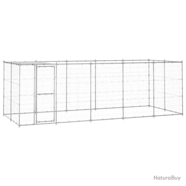 Chenil ext�rieur cage enclos parc animaux chien ext�rieur acier galvanis� avec toit 12,1 m� 02_0000