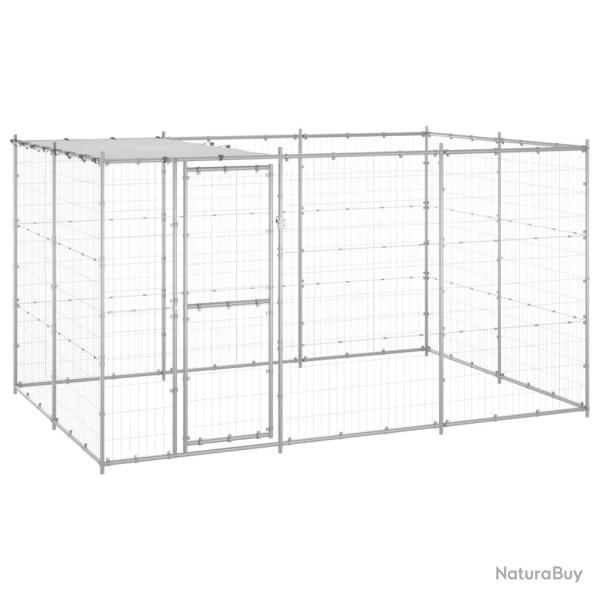 Chenil ext�rieur cage enclos parc animaux chien ext�rieur acier galvanis� avec toit 7,26 m� 02_0000