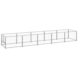 Chenil ext&eacute;rieur cage enclos parc animaux chien argent&eacute; 5 m&sup2; acier 02_0000285