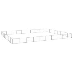 Chenil ext&eacute;rieur cage enclos parc animaux chien argent&eacute; 80 m&sup2; acier 02_0000305