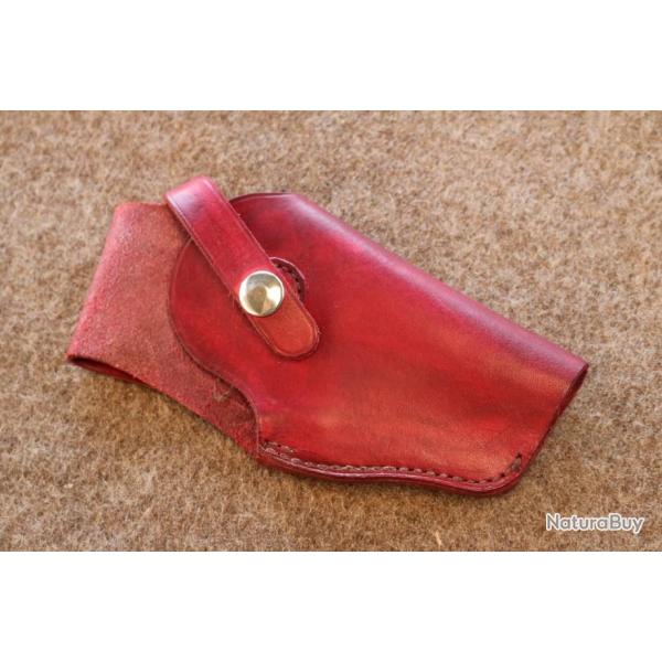 Holster droitier en cuir rouge pour revolver 2" �tat neuf