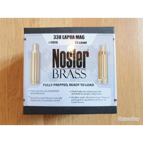 NOSLER 25 DOUILLES .338 LAPUA MAGNUM