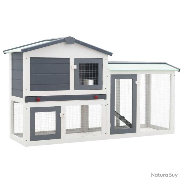 Clapier large d'ext�rieur 145 x 45 x 85 cm bois gris et blanc 02_0000604