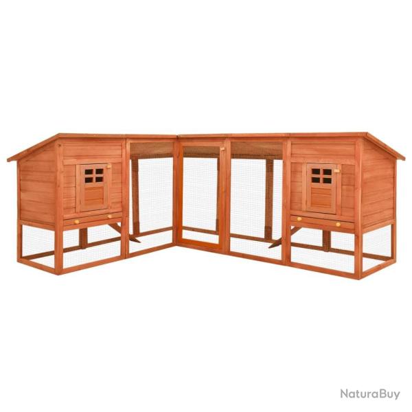 Clapier d'ext�rieur avec piste 250 x 192 x 105 cm bois de sapin solide marron 02_0000596