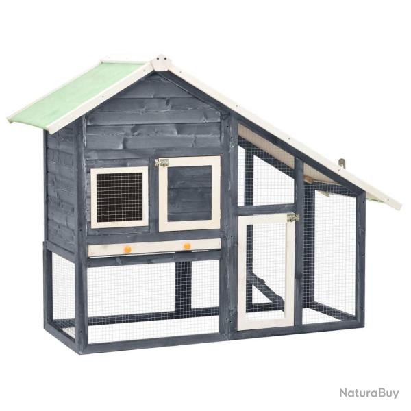 Clapier gris et blanc 140 x 63 x 120 cm bois de sapin massif 02_0000601