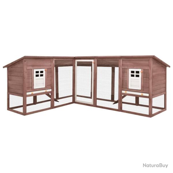 Clapier d'ext�rieur avec piste 250 x 192 x 105 cm moka et blanc bois de sapin 02_0000597