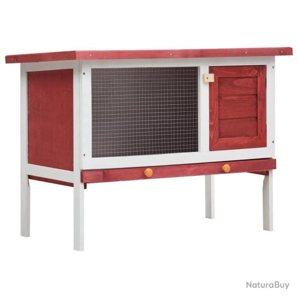 Clapier d'ext�rieur 1 niveau 90 x 45 x 65 cm rouge bois 02_0000585